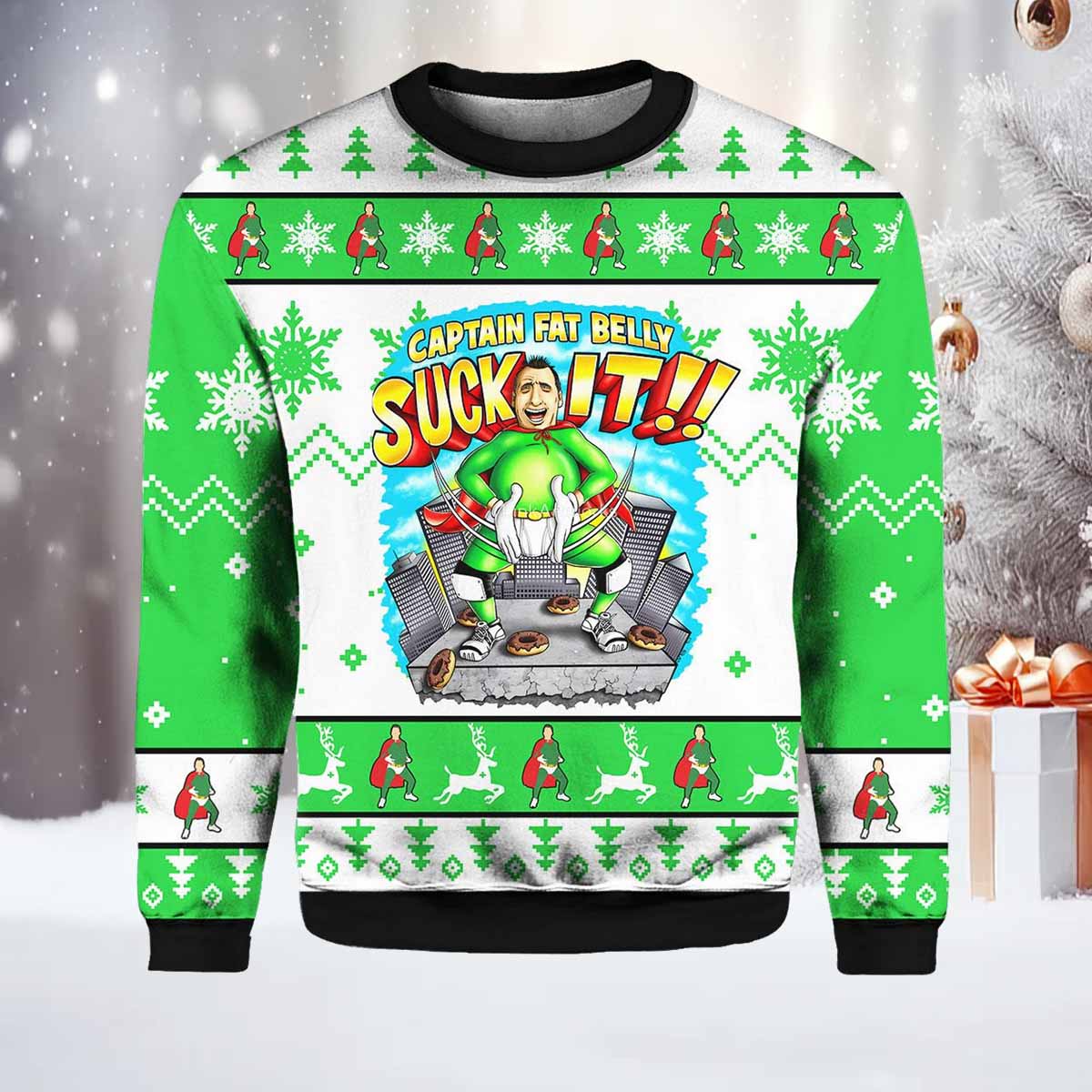 Captain Fat Belly Suck It Ugly Christmas Sweater Captain Fat Belly Suck It Ugly Christmas Sweater