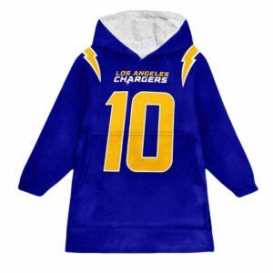 Chargers Herbert 10 Football Hoodie Blanket