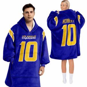 Chargers Herbert 10 Football Hoodie Blanket 1 Chargers Herbert 10 Football Hoodie Blanket