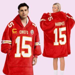 Chiefs Mahomes 15 Football Unisex Blanket Hoodie 1 Chiefs Mahomes 15 Football Unisex Blanket Hoodie
