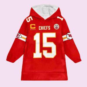 Chiefs Mahomes 15 Football Unisex Blanket Hoodie Chiefs Mahomes 15 Football Unisex Blanket Hoodie