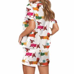 Christmas Festive Dachshund Satin Pajama Set