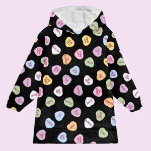 Conversation Hearts Blanket Hoodie Conversation Hearts Blanket Hoodie