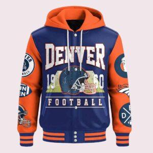 Denver Football Hooded Baseball Jacket Denver Football Hooded Baseball Jacket