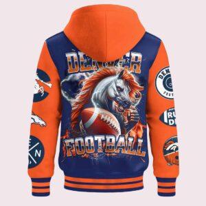 Denver Football Hooded Baseball Jacket 1 Denver Football Hooded Baseball Jacket