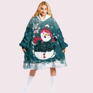 Eagles Snowman Merry Christmas Unisex Blanket Hoodie