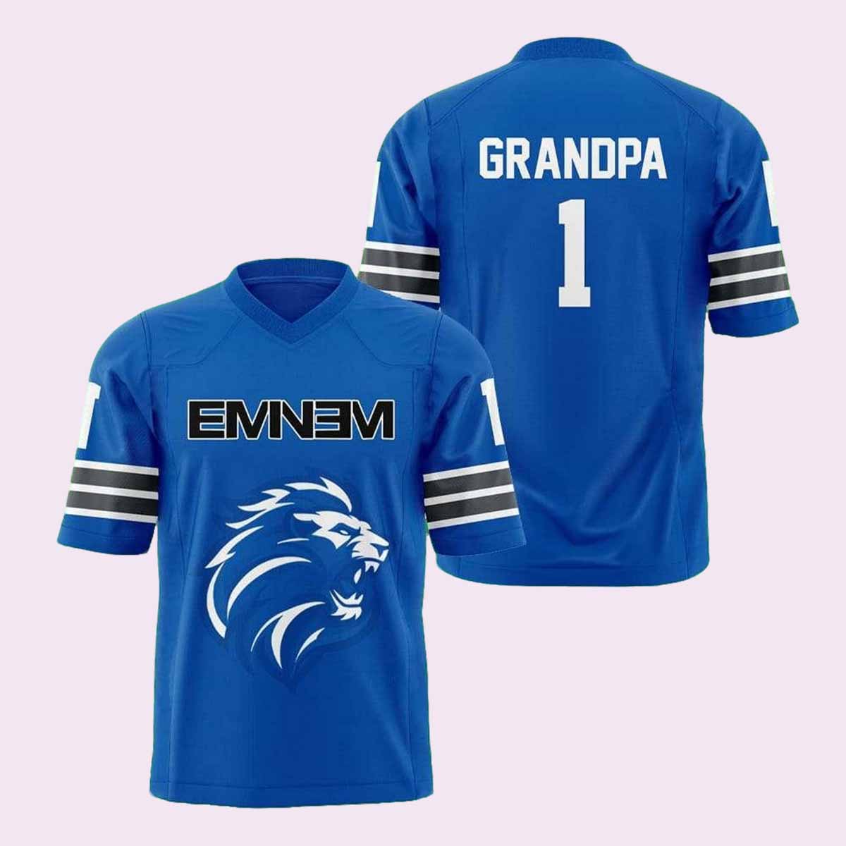 Eminem Lions GRANDPA 1 Football Jersey Eminem Lions GRANDPA 1 Football Jersey