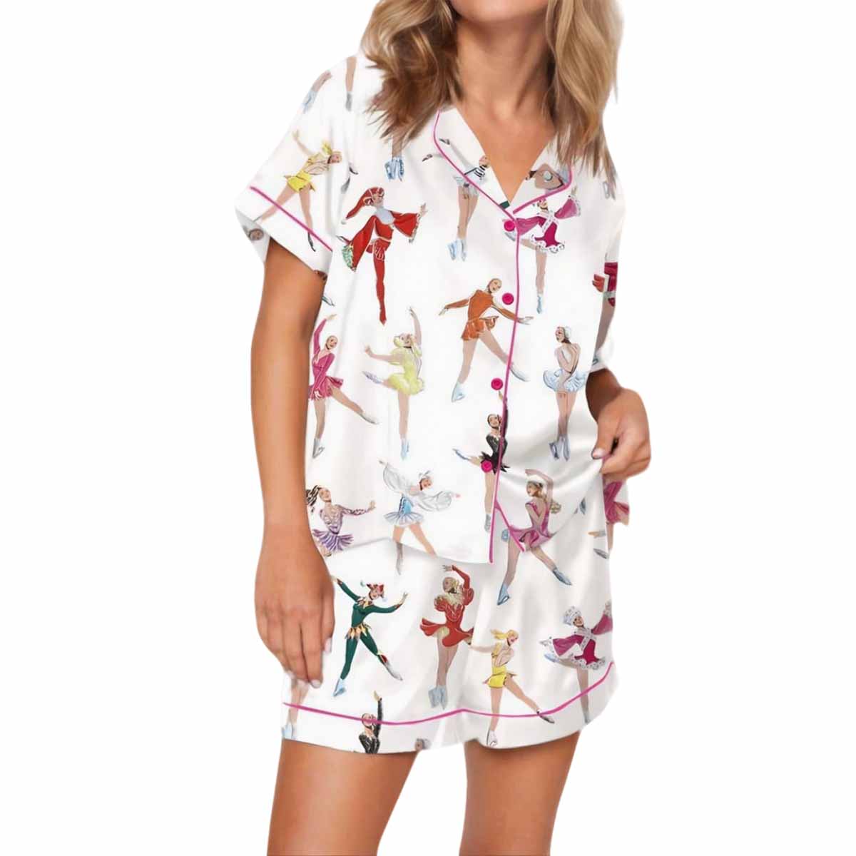 Figure Skating Satin Pajama Set Figure Skating Satin Pajama Set