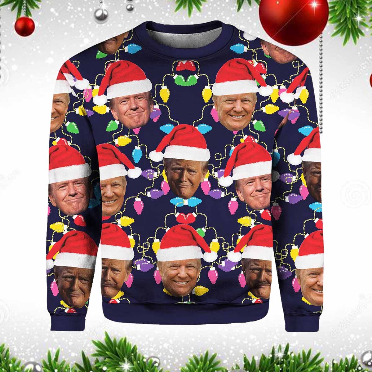 Humorous Trump Face Ugly Christmas Sweater Humorous Trump Face Ugly Christmas Sweater