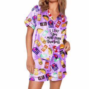 I Love You More Than Taco Bell Print Pajama Set
