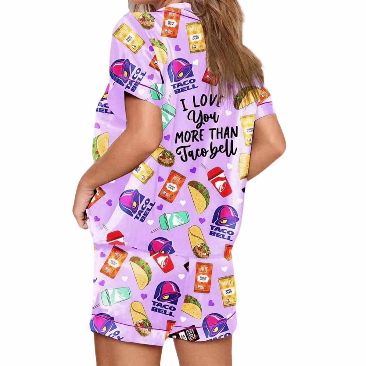 I Love You More Than Taco Bell Print Pajama Set I Love You More Than Taco Bell Print Pajama Set