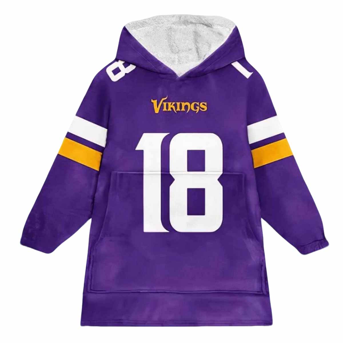 Jefferson 18 Vikings Football Unisex Blanket Hoodie Jefferson 18 Vikings Football Unisex Blanket Hoodie