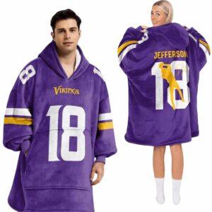 Jefferson 18 Vikings Football Unisex Blanket Hoodie 1 Jefferson 18 Vikings Football Unisex Blanket Hoodie