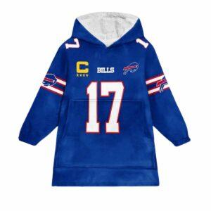 Josh Allen 17 Buffalo Football Unisex Blanket Hoodie