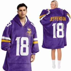 Justin Jefferson Minnesota Football Blanket Hoodie 1 Justin Jefferson Minnesota Football Blanket Hoodie