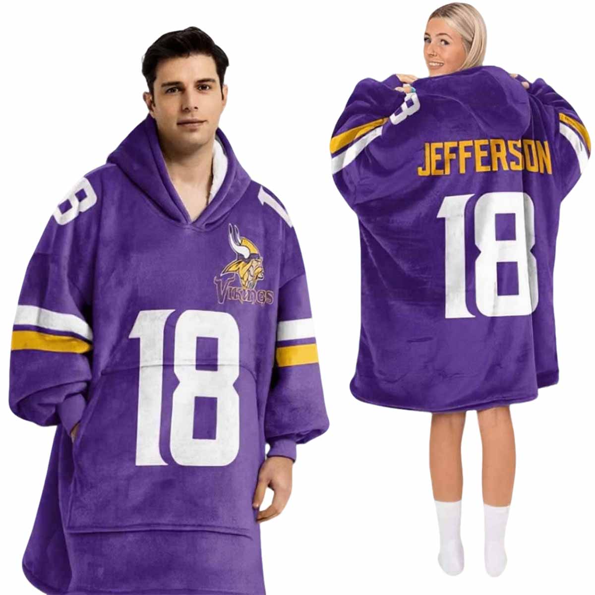 Justin Jefferson Minnesota Football Blanket Hoodie Justin Jefferson Minnesota Football Blanket Hoodie