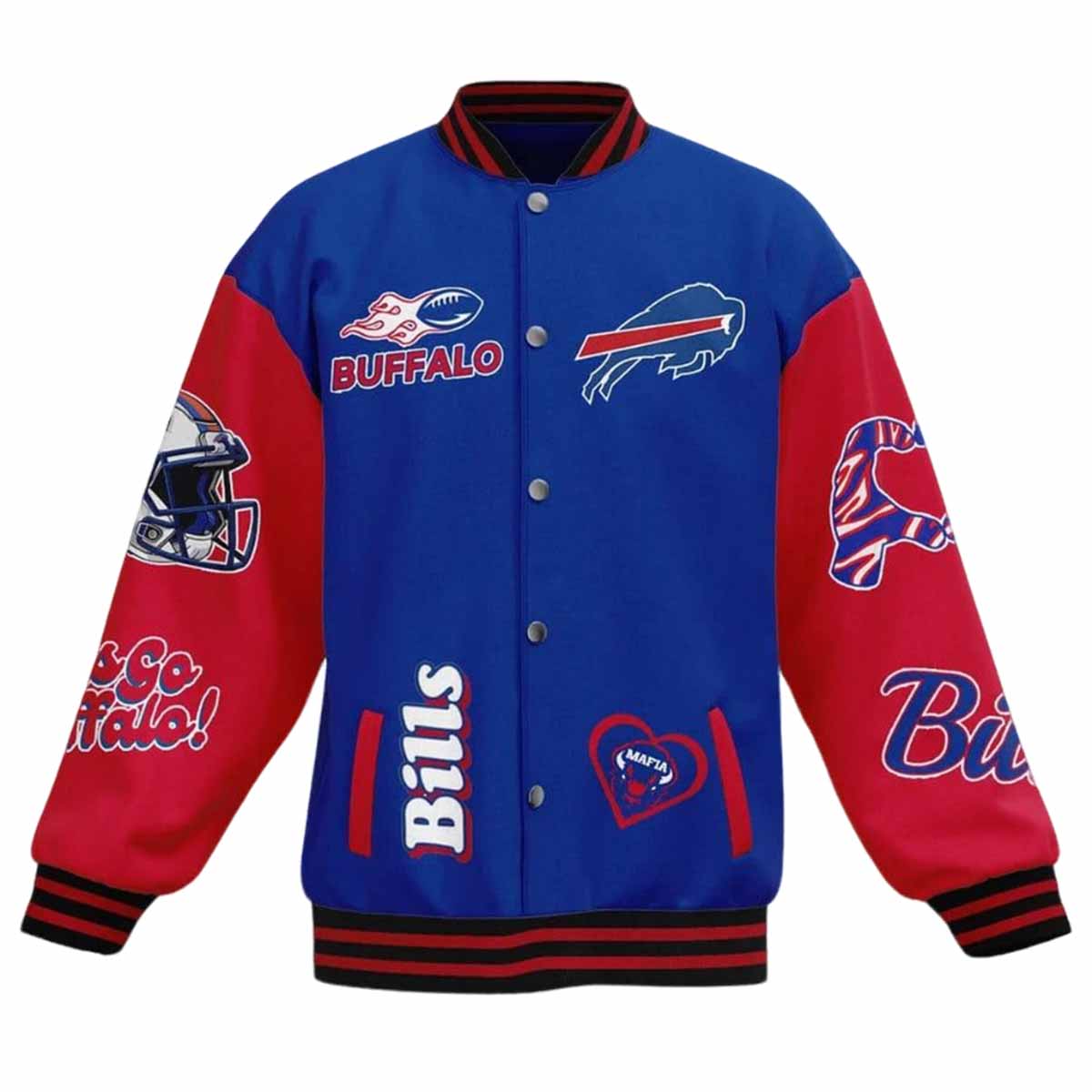 Mafia Bills Lets Go Buffalo Baseball Jacket Mafia Bills Lets Go Buffalo Baseball Jacket