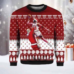 Michael Jordan Santa Playing Basketball Ugly Sweater Michael Jordan Santa Playing Basketball Ugly Sweater