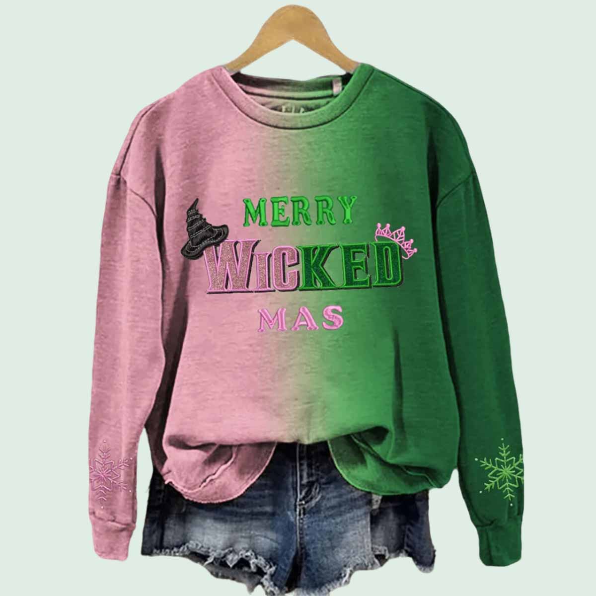 Movie Inspired Merry Wicked Mas Print Sweatshirt Movie Inspired Merry Wicked Mas Print Sweatshirt
