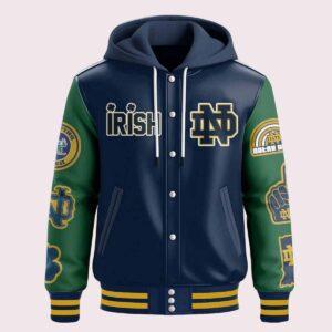 Notre Dame Irish Hooded Baseball Jacket Notre Dame Irish Hooded Baseball Jacket