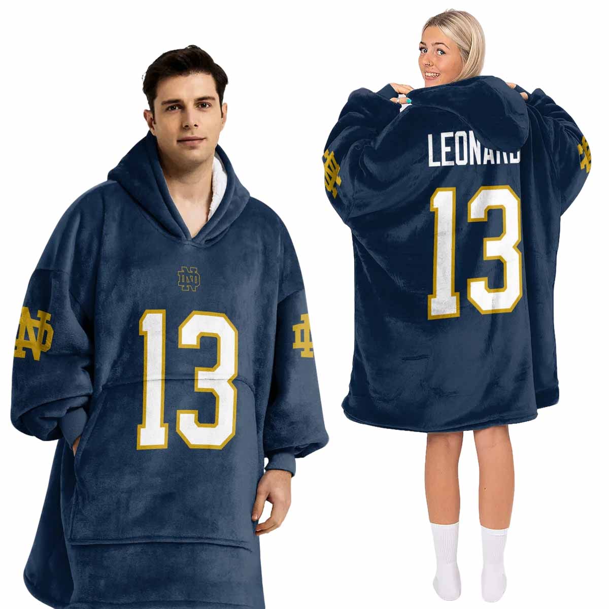 Notre Dame Leonard 13 Football Hoodie Blanket Notre Dame Leonard 13 Football Hoodie Blanket