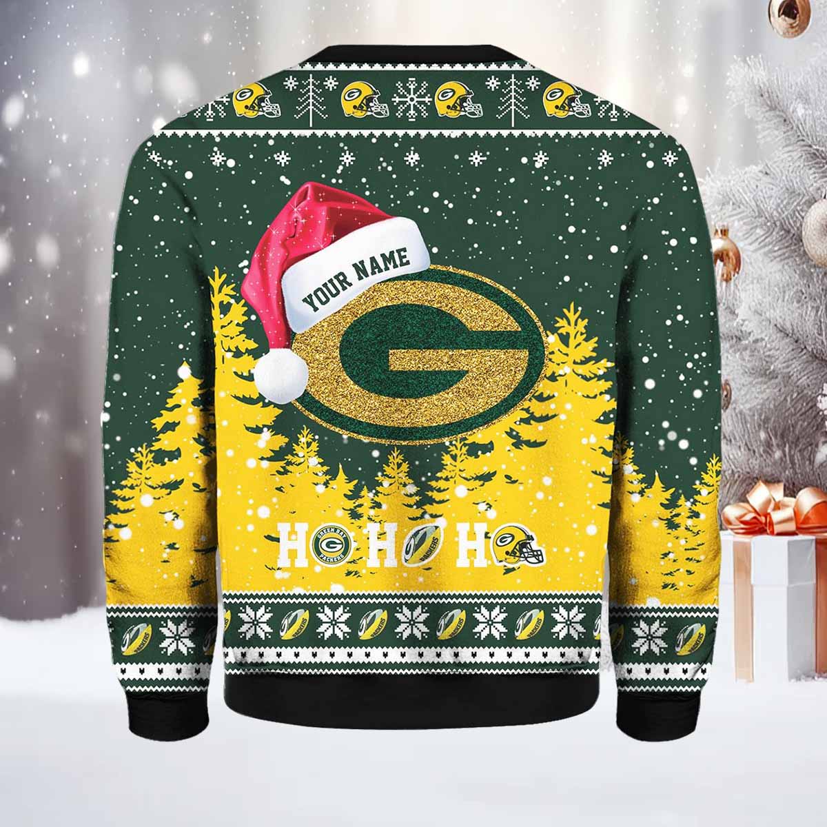 Packers Symbol Wearing Santa Claus Hat Ho Ho Ho Sweater Packers Symbol Wearing Santa Claus Hat Ho Ho Ho Sweater