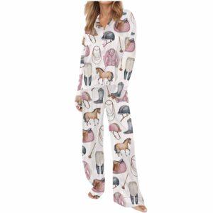 Pink Horseback Riding Satin Pajama Set