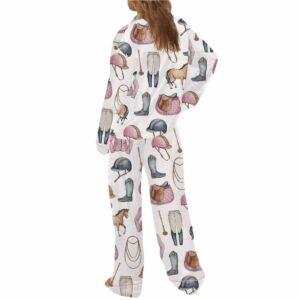 Pink Horseback Riding Satin Pajama Set 1 Pink Horseback Riding Satin Pajama Set