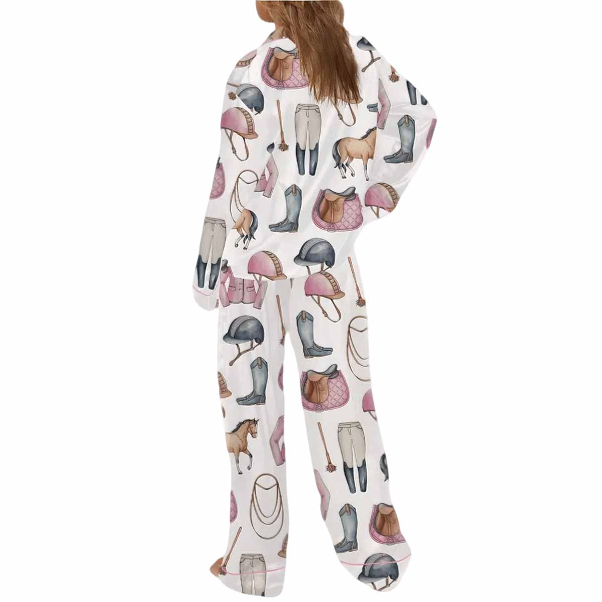 Pink Horseback Riding Satin Pajama Set Pink Horseback Riding Satin Pajama Set