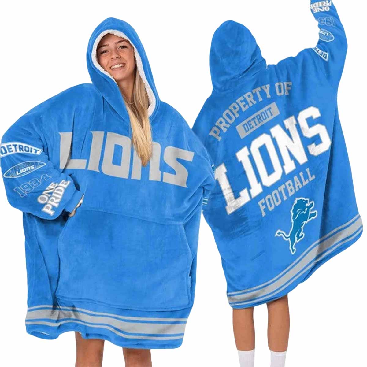 Property Of Lions Football Unisex Blanket Hoodie Property Of Lions Football Unisex Blanket Hoodie