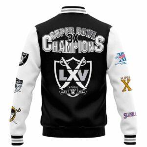 Raiders LXV 1960 2024 3X Champions Baseball Jacket 1 Raiders LXV 1960 2024 3X Champions Baseball Jacket