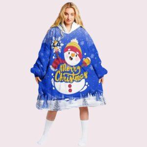 Rams Snowman Merry Christmas Unisex Blanket Hoodie
