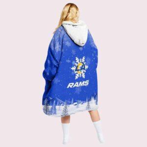 Rams Snowman Merry Christmas Unisex Blanket Hoodie 1 Rams Snowman Merry Christmas Unisex Blanket Hoodie