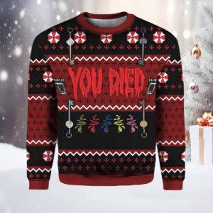 Resident Evil You Died Ugly Christmas Sweater