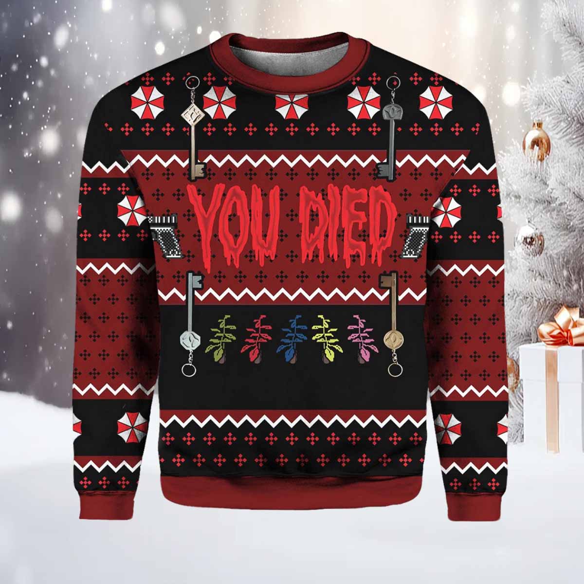 Resident Evil You Died Ugly Christmas Sweater Resident Evil You Died Ugly Christmas Sweater