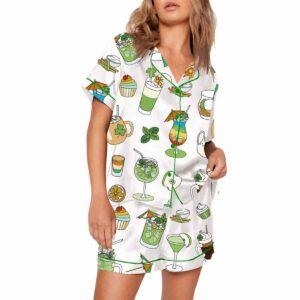 Saint Patricks Day Special Green Cocktails Print Pajama Set