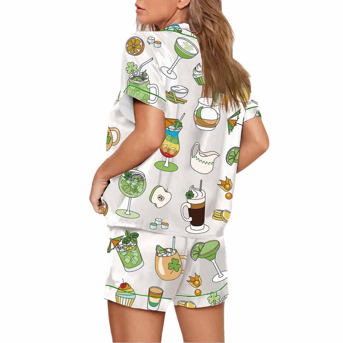 Saint Patricks Day Special Green Cocktails Print Pajama Set Saint Patricks Day Special Green Cocktails Print Pajama Set