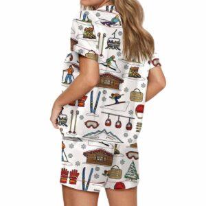 Skiing Theme Satin Pajama Set
