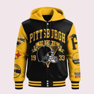 Steelers Football Hooded Baseball Jacket Steelers Football Hooded Baseball Jacket