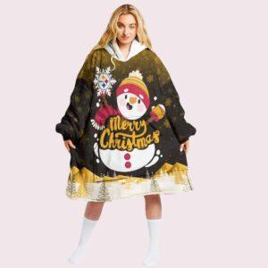 Steelers Snowman Merry Christmas Unisex Blanket Hoodie Steelers Snowman Merry Christmas Unisex Blanket Hoodie