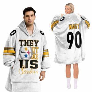 Steelers They Not Like Us 90 Football Unisex Blanket Hoodie Steelers They Not Like Us 90 Football Unisex Blanket Hoodie