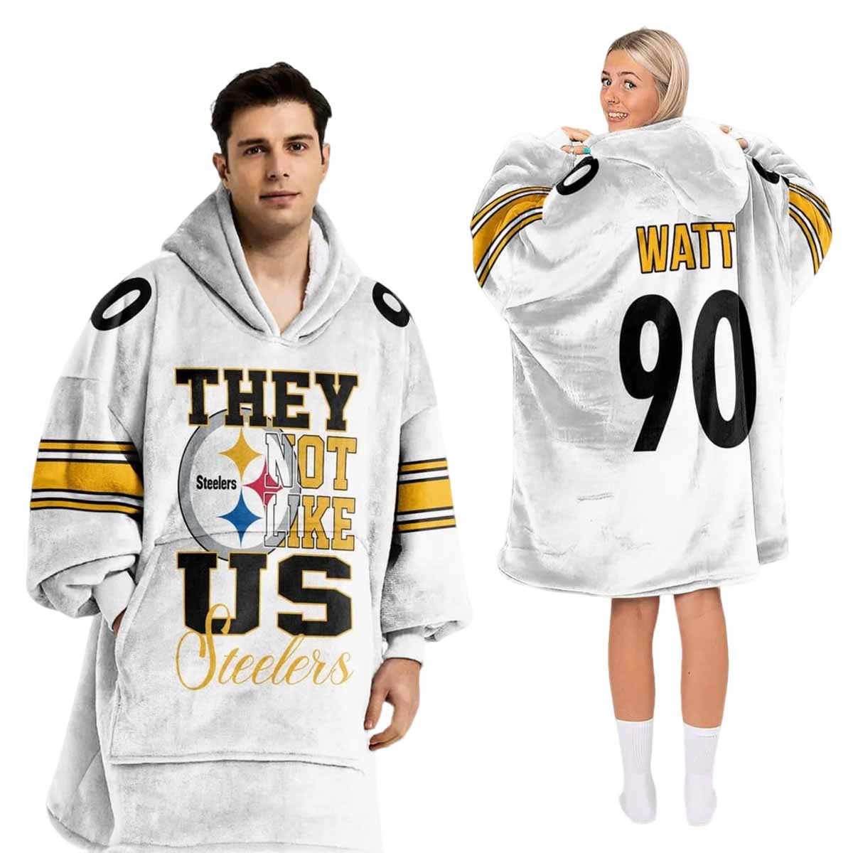 Steelers They Not Like Us 90 Football Unisex Blanket Hoodie Steelers They Not Like Us 90 Football Unisex Blanket Hoodie