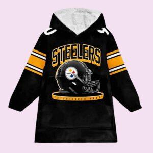 Steelers Watt 90 Football Blanket Hoodie Steelers Watt 90 Football Blanket Hoodie