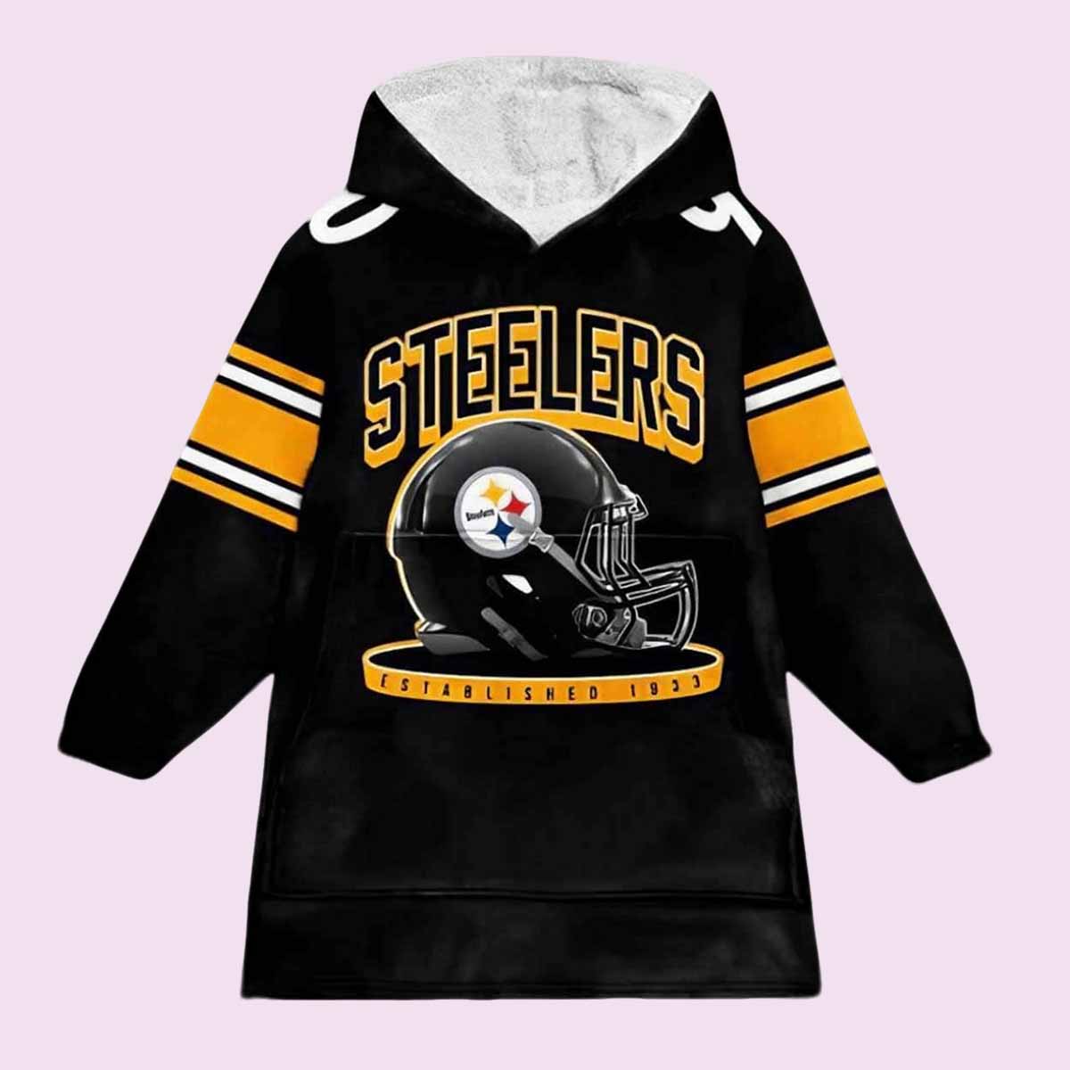 Steelers Watt 90 Football Blanket Hoodie Steelers Watt 90 Football Blanket Hoodie
