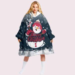Texans Snowman Merry Christmas Unisex Blanket Hoodie
