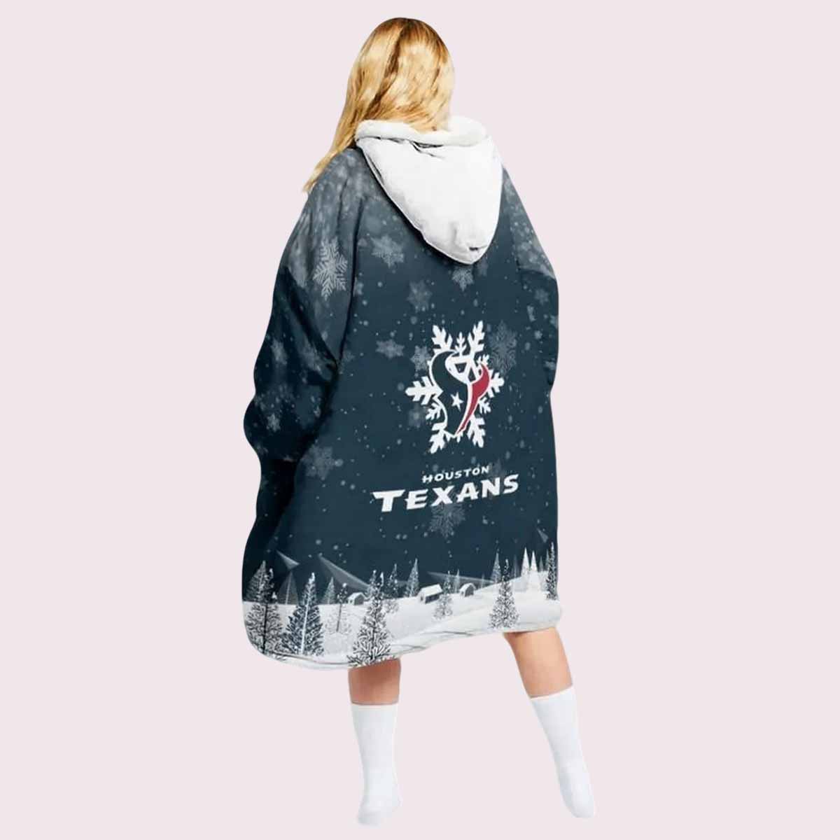 Texans Snowman Merry Christmas Unisex Blanket Hoodie Texans Snowman Merry Christmas Unisex Blanket Hoodie
