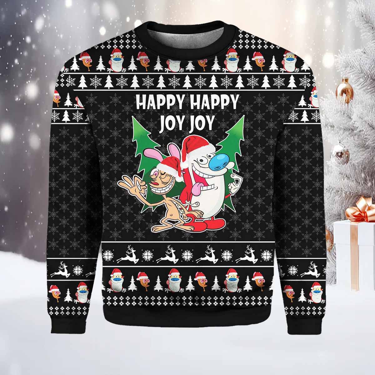 The Ren Stimpy Show Ugly Christmas Sweater The Ren Stimpy Show Ugly Christmas Sweater