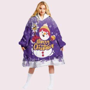 Vikings Snowman Merry Christmas Unisex Blanket Hoodie Vikings Snowman Merry Christmas Unisex Blanket Hoodie