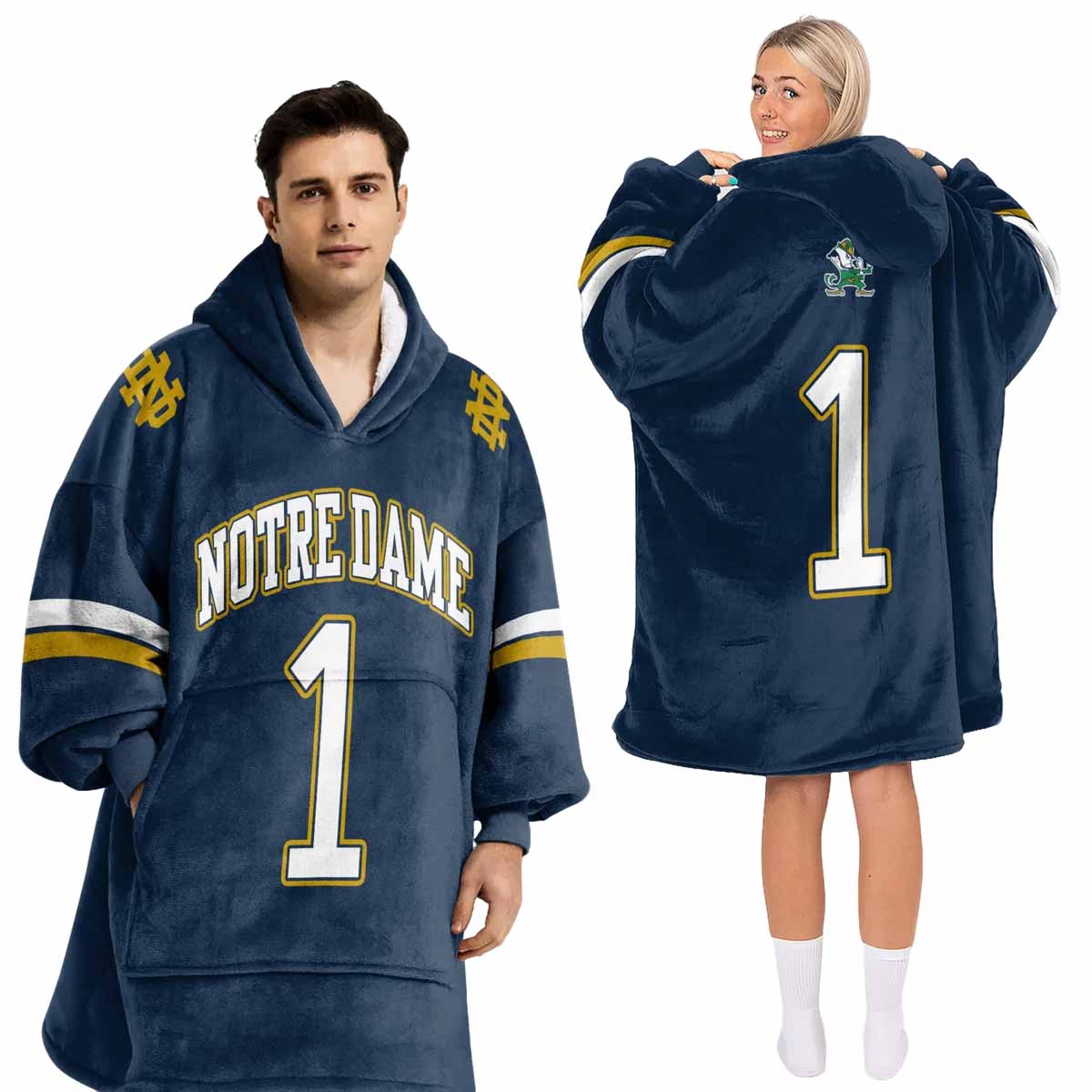 1 Notre Dame Football Unisex Blanket Hoodie 1 Notre Dame Football Unisex Blanket Hoodie
