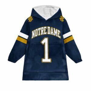 1 Notre Dame Football Unisex Blanket Hoodie 1 1 Notre Dame Football Unisex Blanket Hoodie